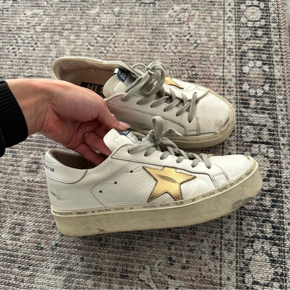 Golden goose gold hi-star platform